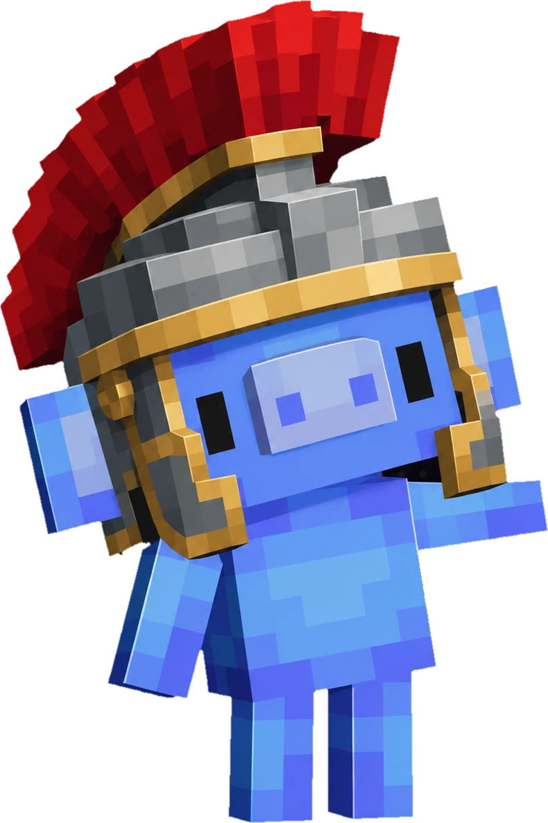 La mascotte di Discord con l'elmo da legionario romano che saluta